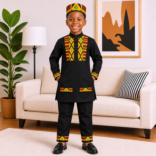 Boy's African Print 3pc Pants Set