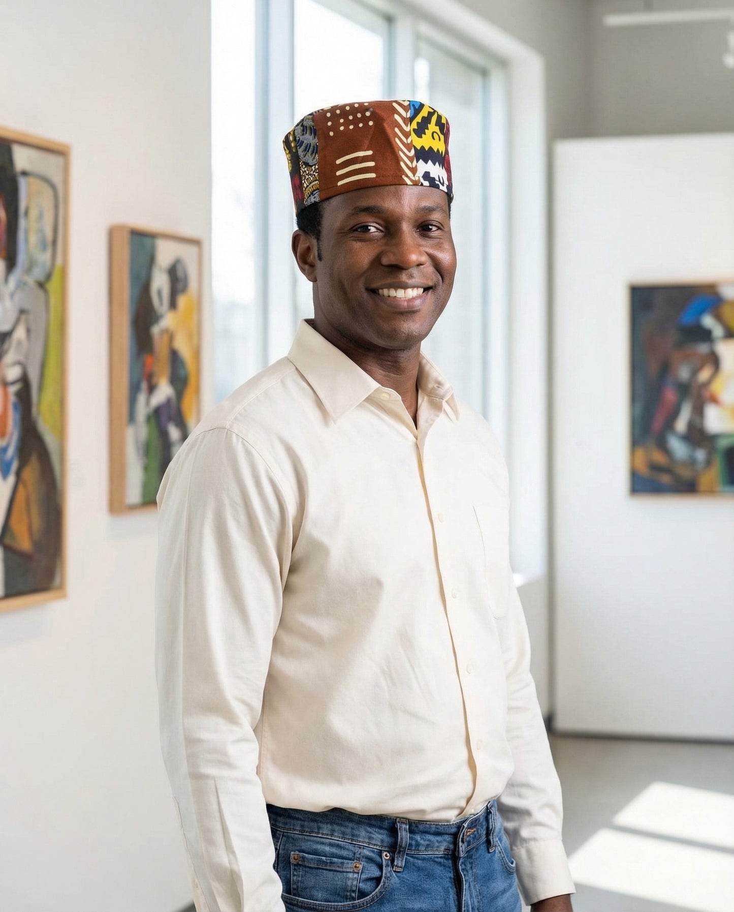 African Print Patchwork Kufi Hat – Multicolor Ankara Cap (B)