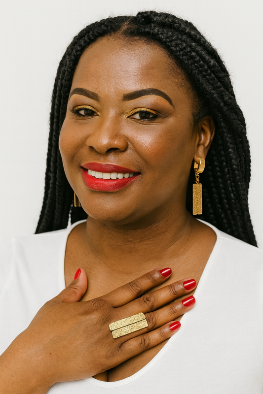 Gold Elongated Rectangular Ring