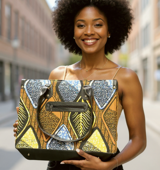 Ankara African Geometric Print Purse/Tote Bag