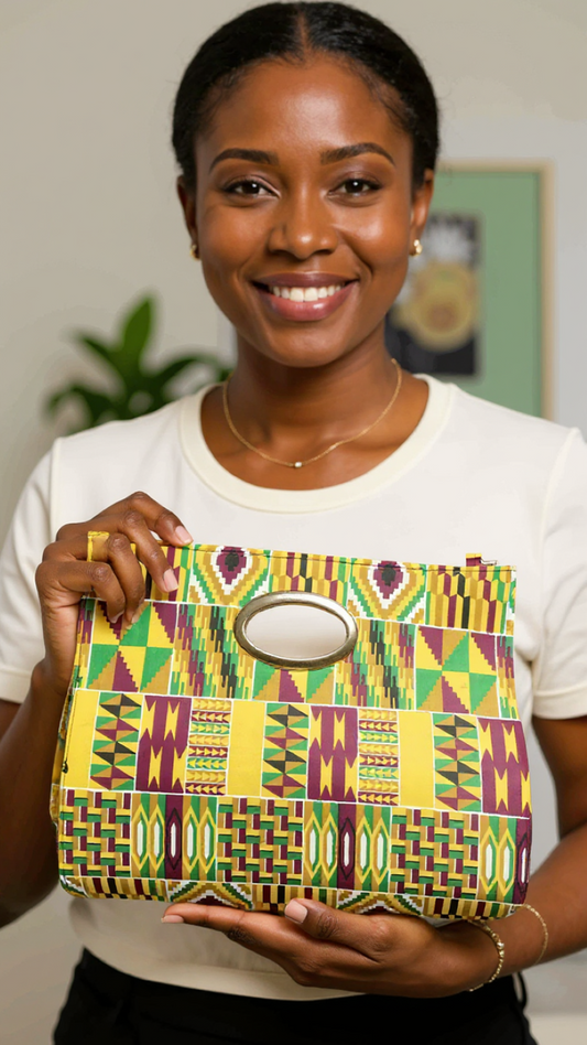 Mix Kente African Print Clutch Tote Bag