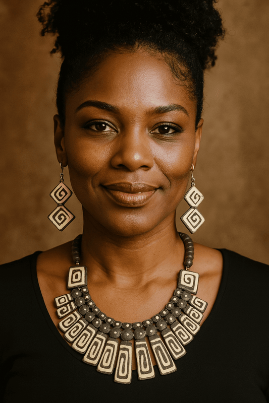 Geometric Tribal Design Necklace and Earring Set