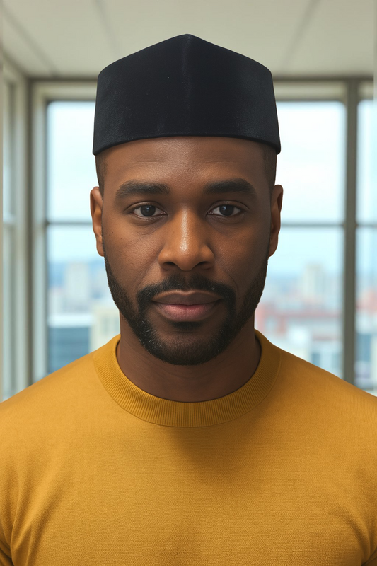 Men's Black Velvet Boat Kufi Hat