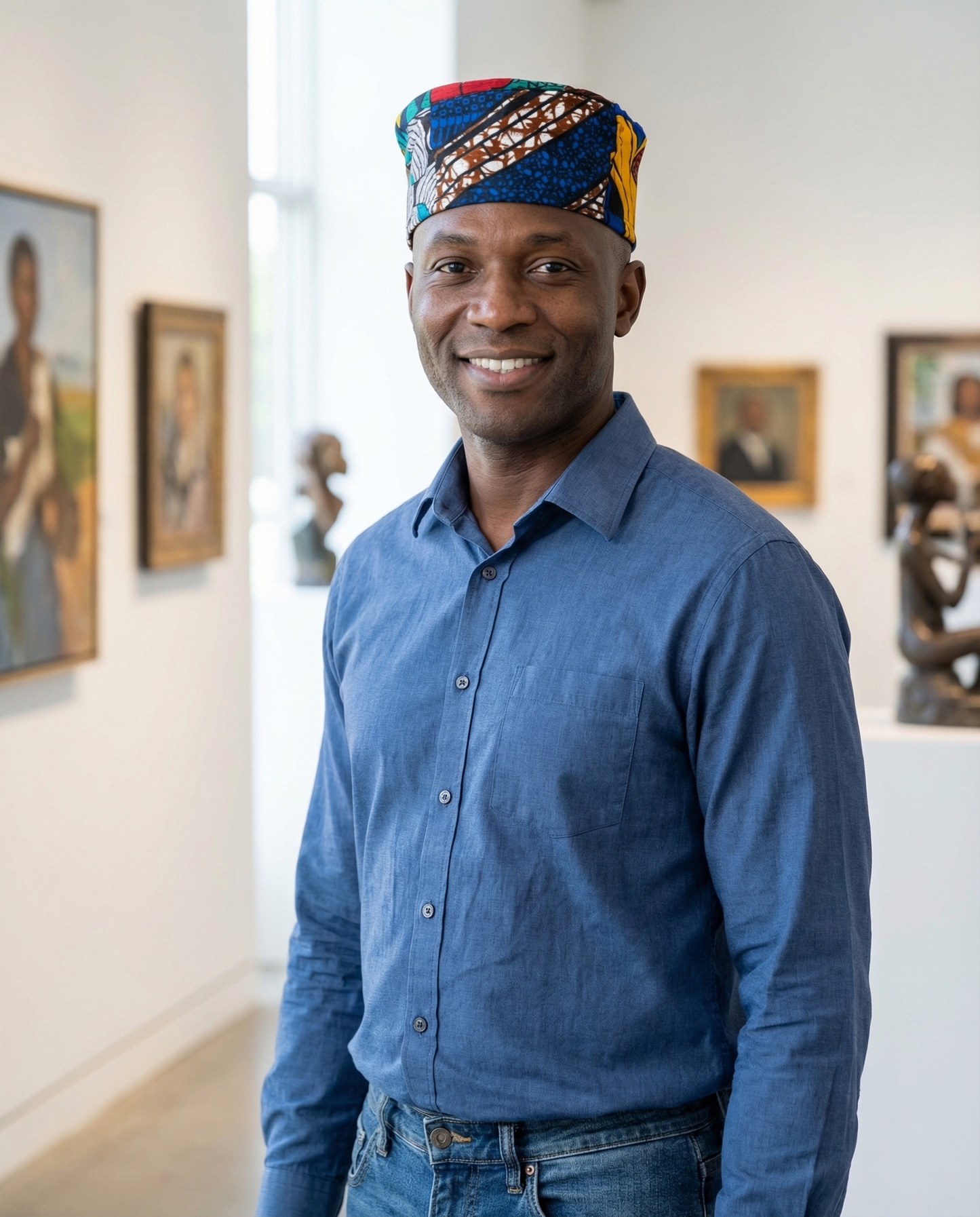 African Print Patchwork Kufi Hat – Multicolor Ankara Cap (C)