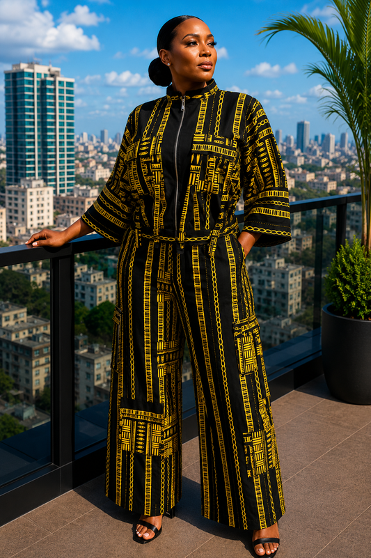 Black Yellow Ankara African Print Set