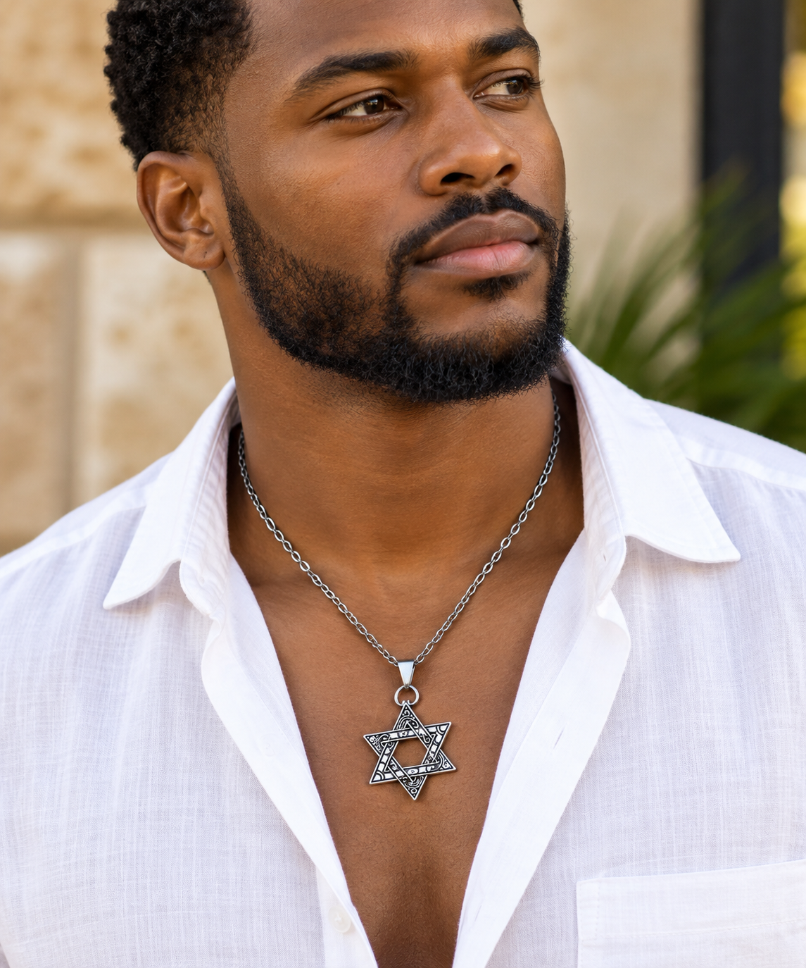 Men's Six-pointed Star Pendant Necklace