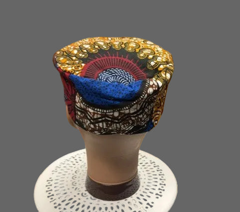 African Print Patchwork Kufi Hat – Multicolor Ankara Cap (F)