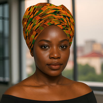 African Kente Style2 Print Head Scarf