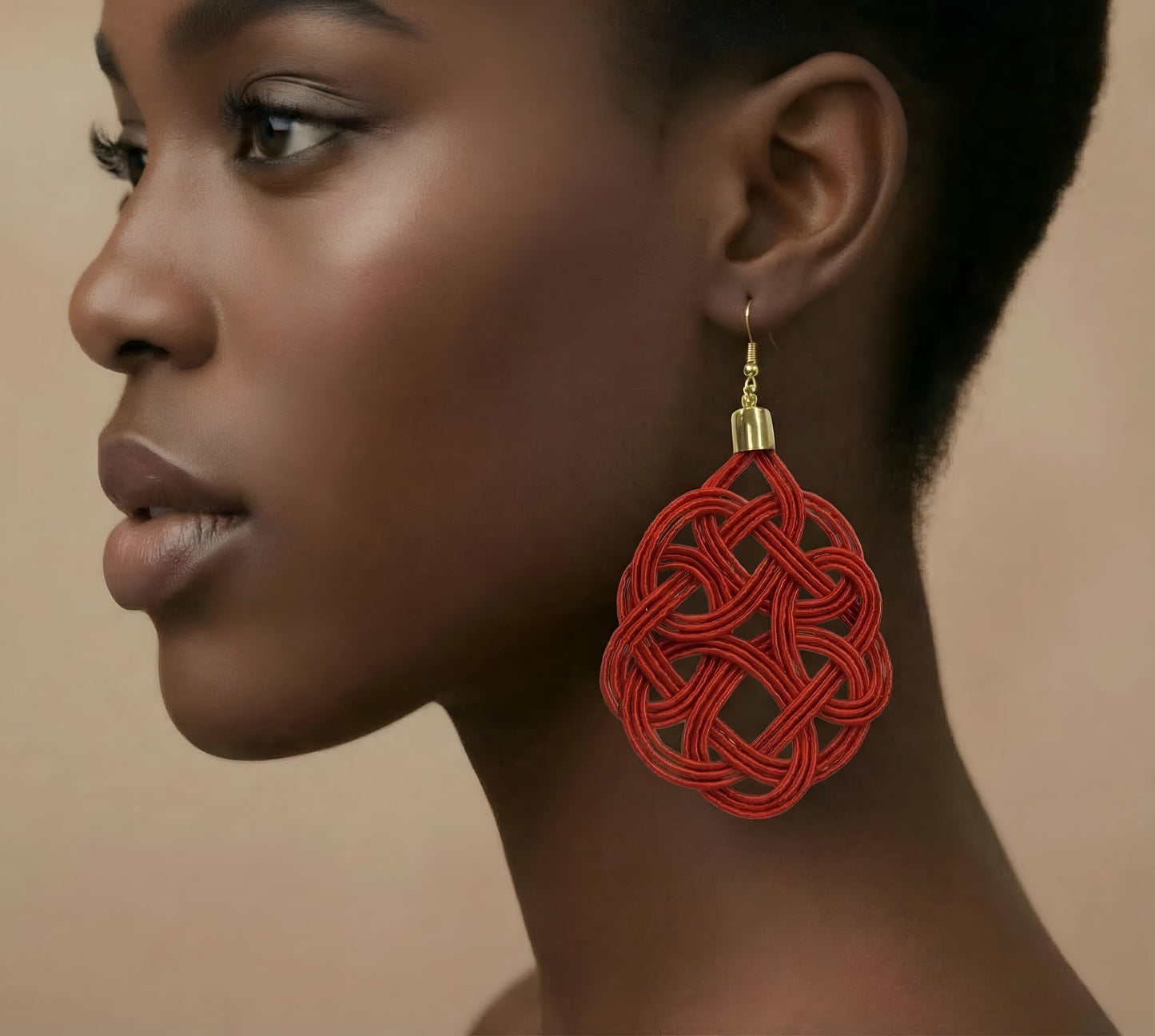 Ruby Knot Statement Drop Earrings