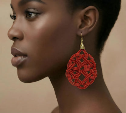 Ruby Knot Statement Drop Earrings