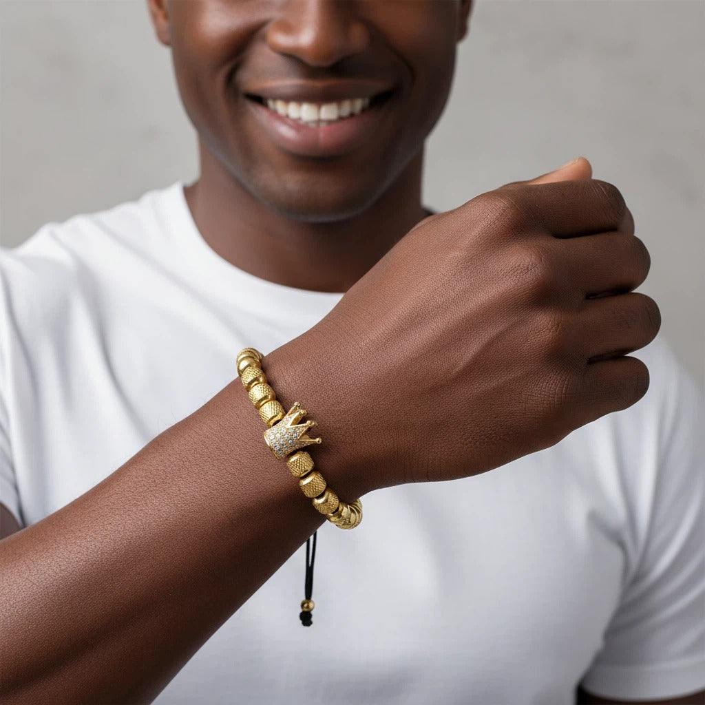 Royal Crown Gold Adjustable Men’s Bracelet