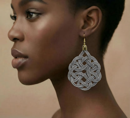 Silver Knot Luxe Statement Earrings