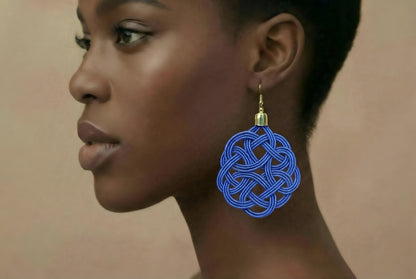 Royal Blue Knot Statement Earrings