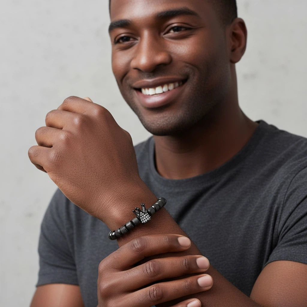 Royal Crown Black Adjustable Men’s Bracelet