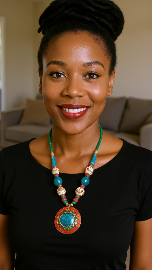 African Fashion Long Beaded Necklace