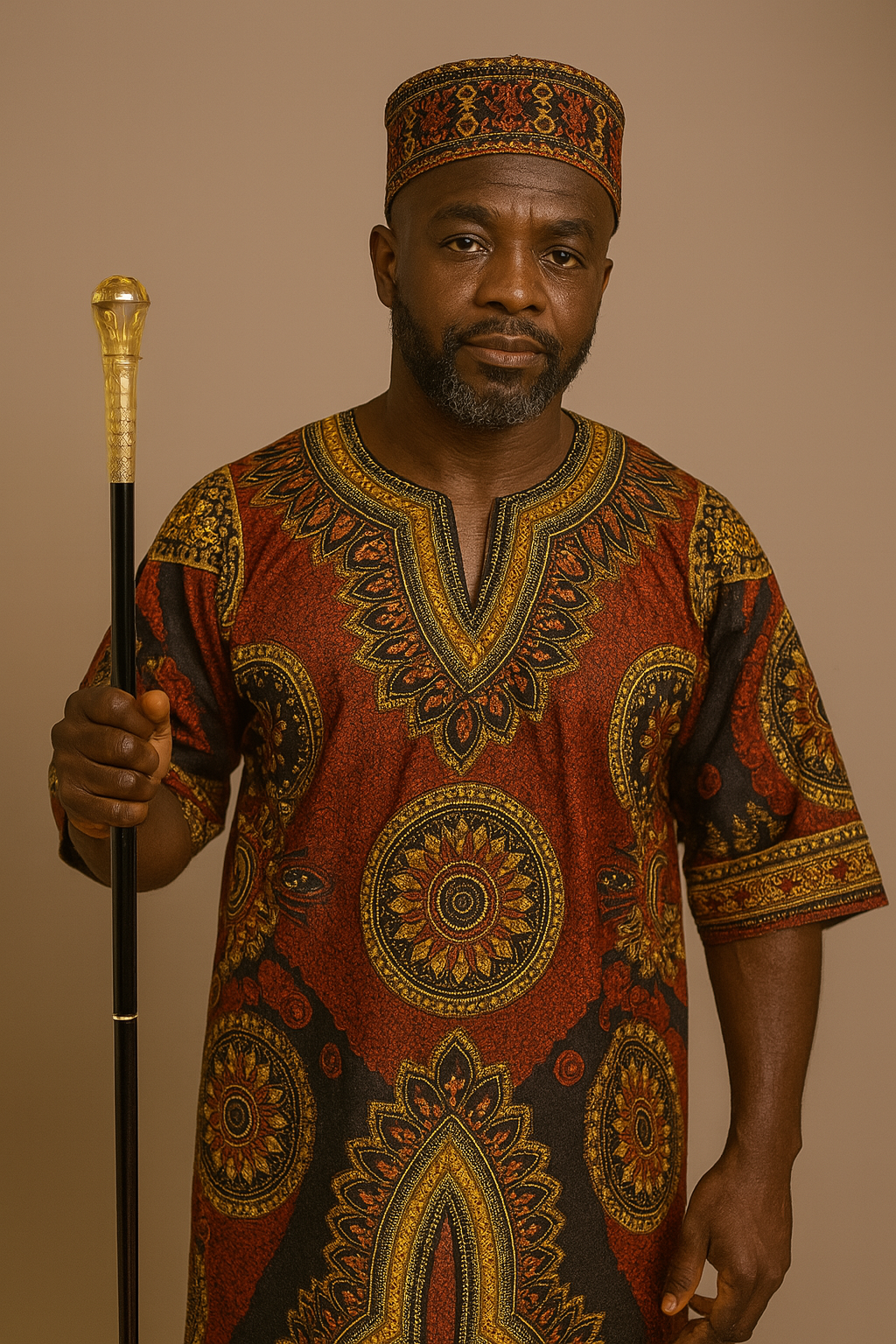 Golden Luxury Round Walking Stick Cane