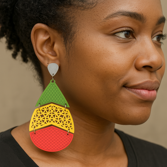 Large Rasta Reggae Dangling Earring