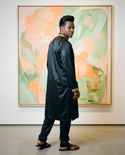 Men’s 3pc Black Embroidered Agbada Set