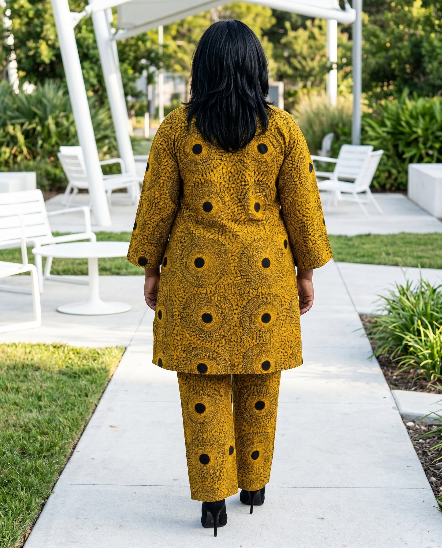 Mustard Ankara Print Two-Piece Pants Set