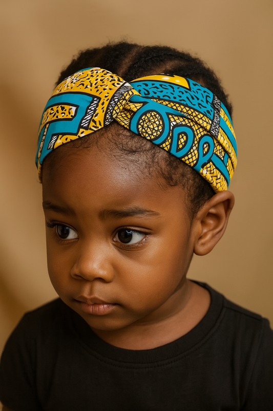 Girls African Ankara Fabric Print Knotted Headband Hairband