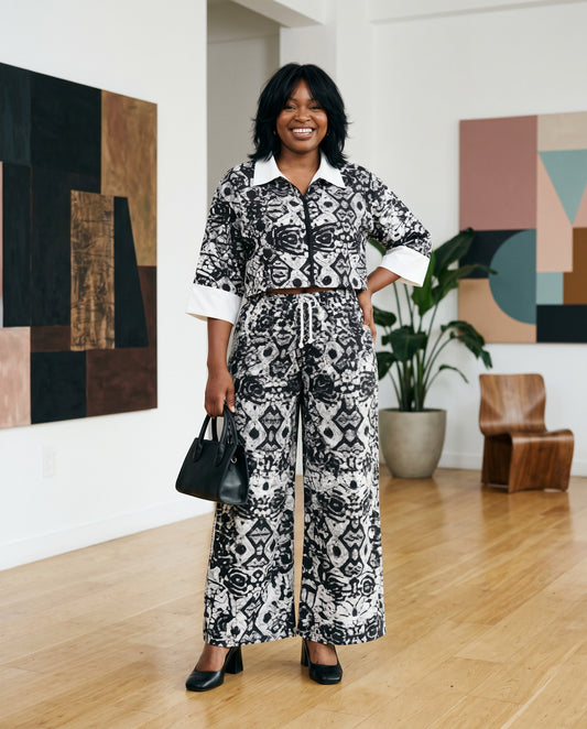 Black & White African Print Two-Piece Set