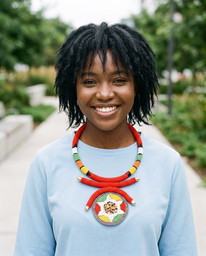 Made in Kenya Handcrafted Beaded Pendant Necklace