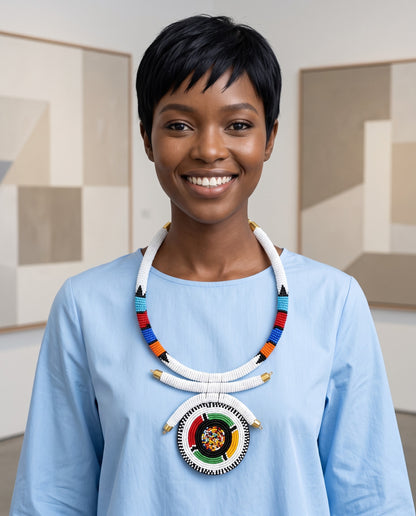 Made in Kenya Handcrafted Beaded Pendant Necklace