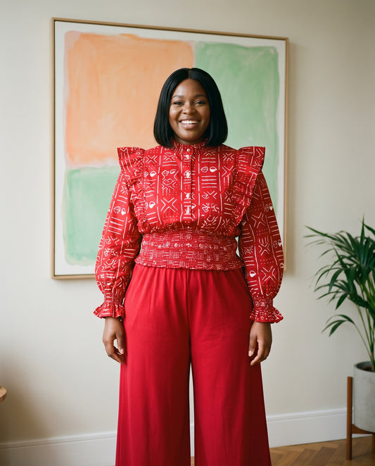 African Inspired Red Tribal Print Top