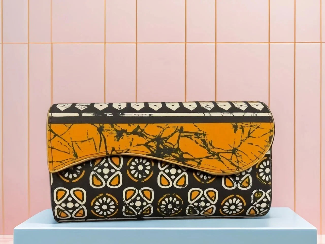 Orange African Print Cargo Pants with Matching Headwrap