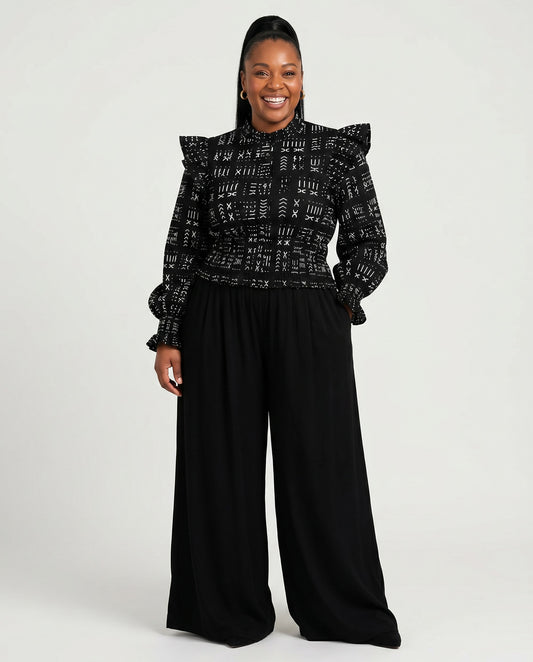 African Inspired Black Mud Print Top