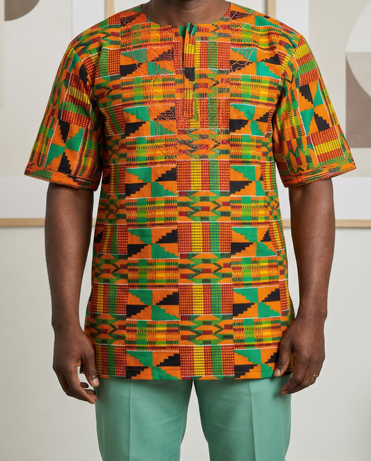 Men's African-inspired Kente Dashiki Shirt