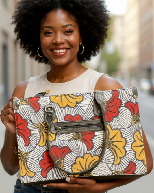 Ankara African Floral Print Purse/Tote Bag