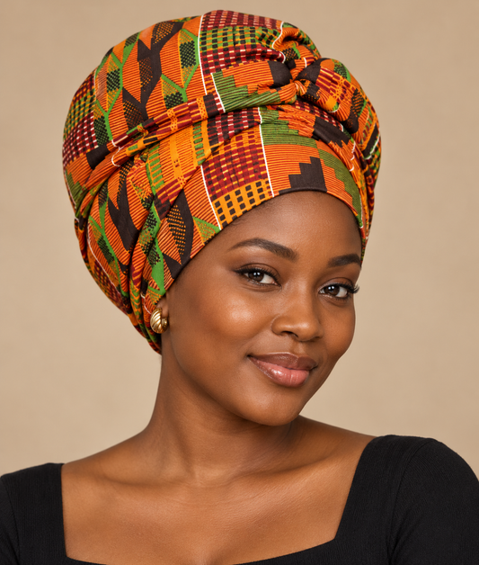 African Kente Style2 Print Head Scarf