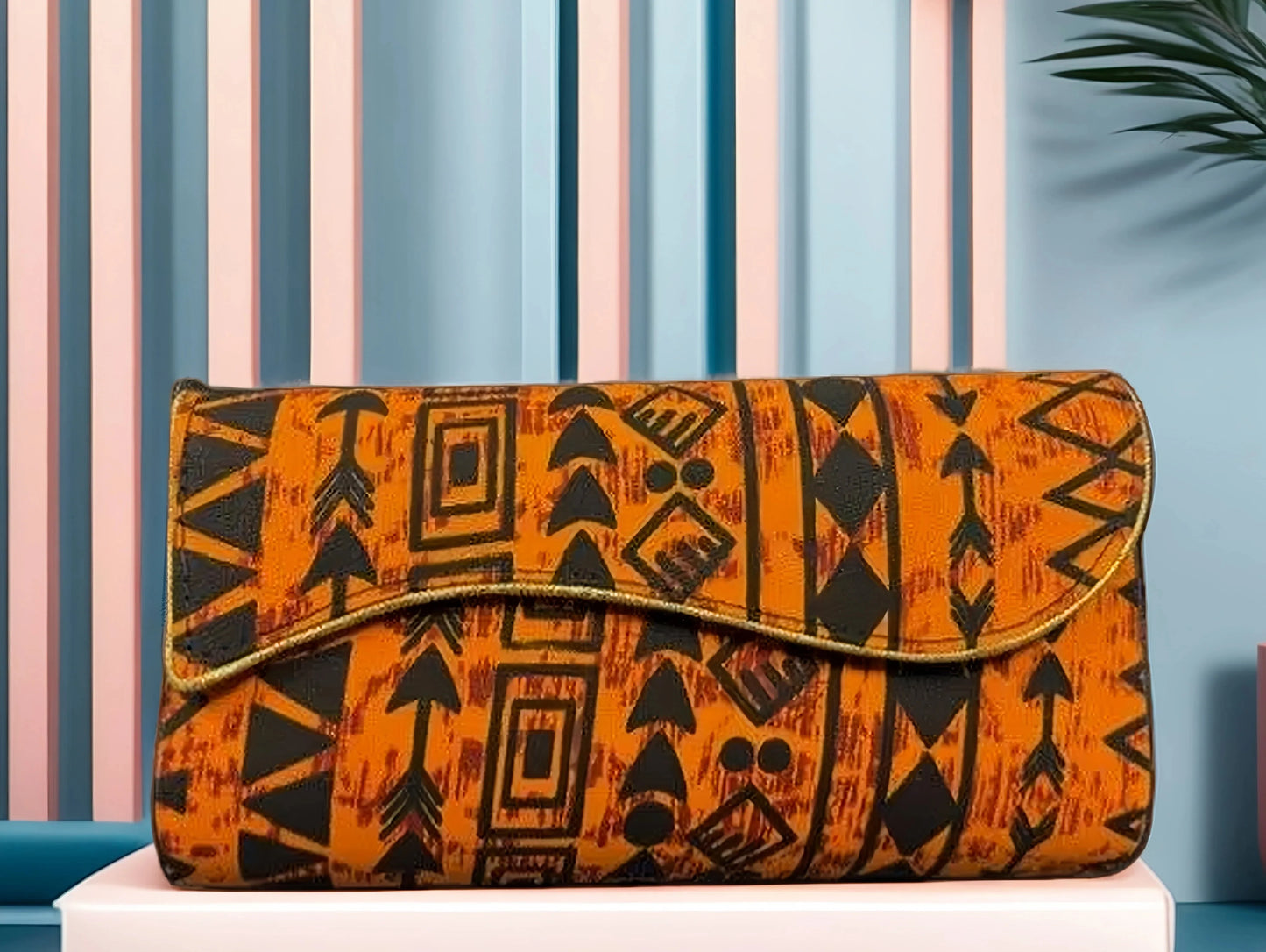 Women’s Orange and Black African Print Palazzo Pants