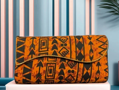 Women’s Orange and Black African Print Palazzo Pants