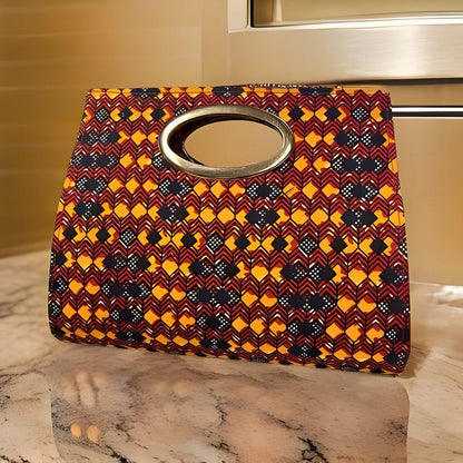 African Print Mid Length Skirt & Handbag Set