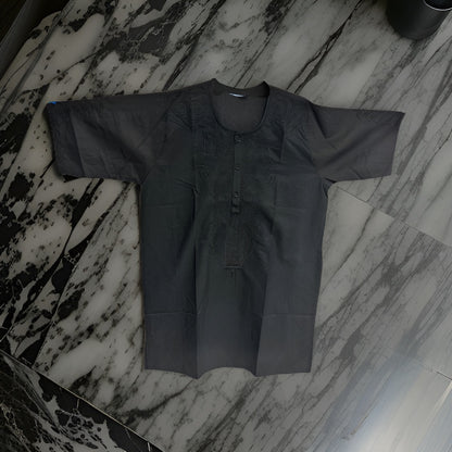 Men's African Solid Black Embroidered Color Dashiki Top - Premium African Apparel from MAGOS - Just $30! Shop this and more African Apparel now 