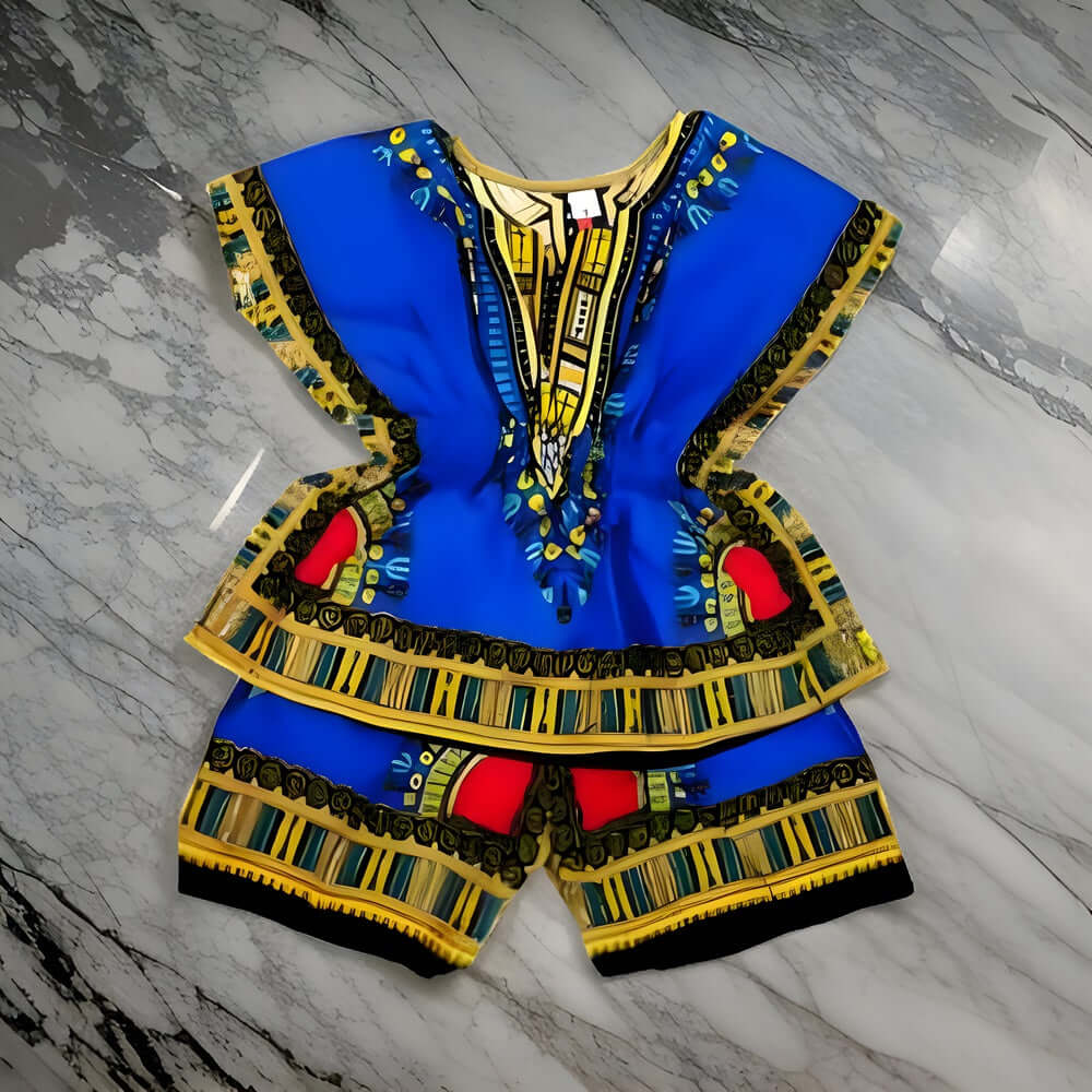 Girls Elastic Waistband Dashiki Top and Shorts Set - Premium African Apparel from MAGOS - Just $25! Shop this and more African Apparel now 