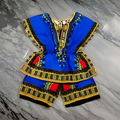 Girls Elastic Waistband Dashiki Top and Shorts Set - Premium African Apparel from MAGOS - Just $25! Shop this and more African Apparel now 
