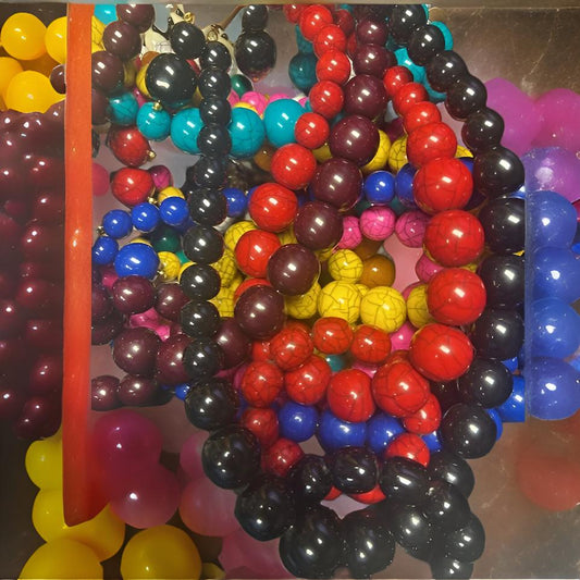 Beaded Round Marble Necklace, Bracelet and Earring Set