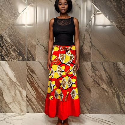 Long African Print Dashiki Skirt