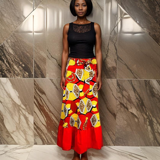 Long African Print Dashiki Skirt