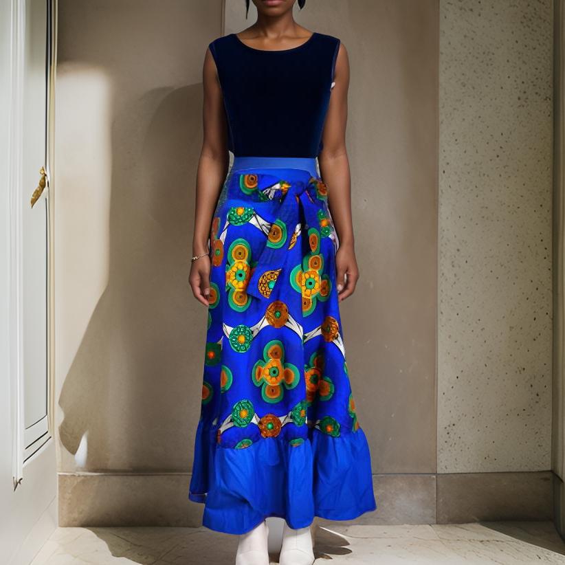 Long African Print Dashiki Skirt
