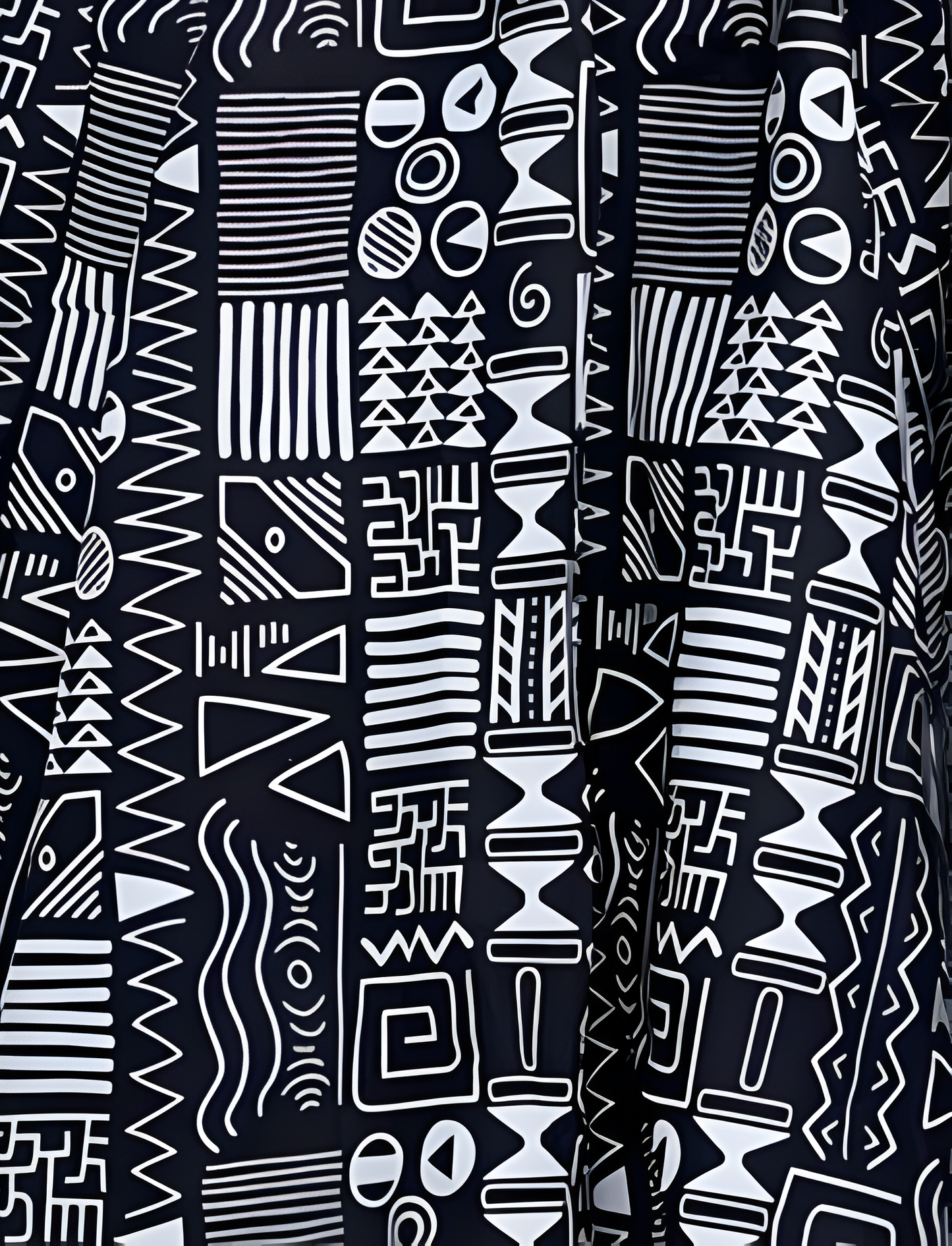 African Black/White Print Midi Skirt