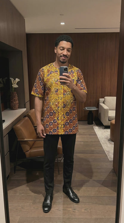 Golden Royal Medallion Men’s Dashiki Shirt
