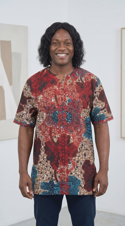 Royal Fusion Print Men’s Dashiki Shirt