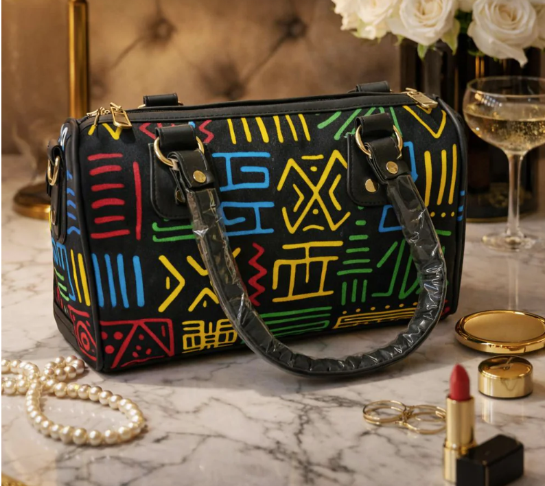 Black Multicolor African Print Purse