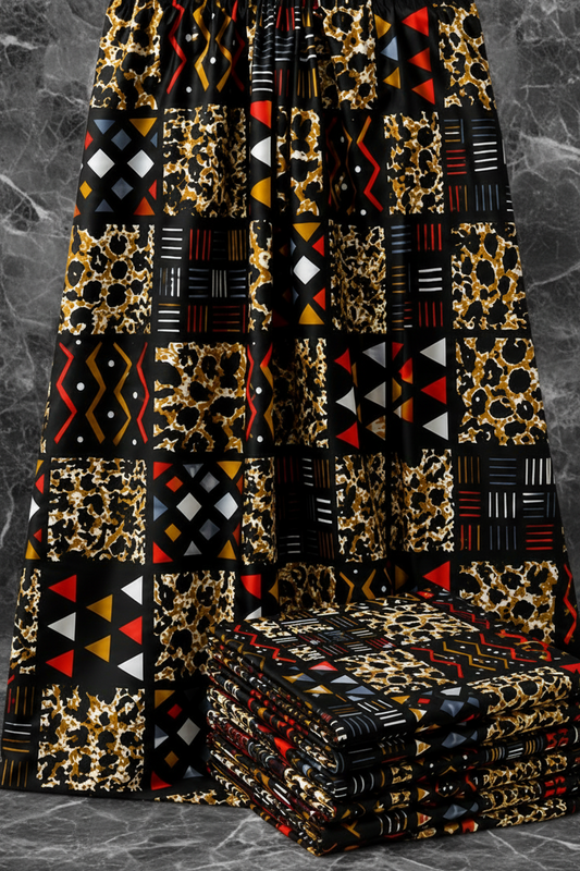 Premium Authentic African Wax Print Fabric - 6 Yard Cut (qa15)