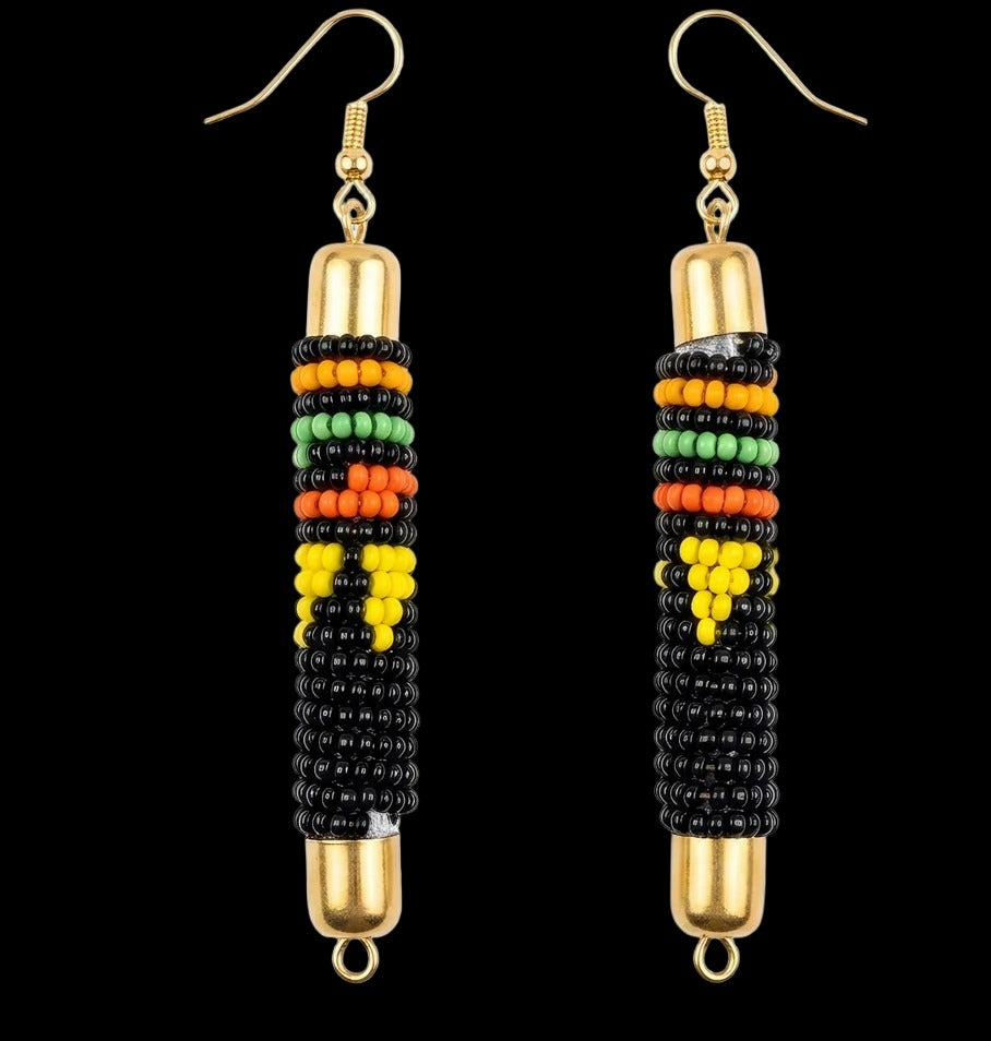 African-Inspired Maasai Beaded Rod Earrings