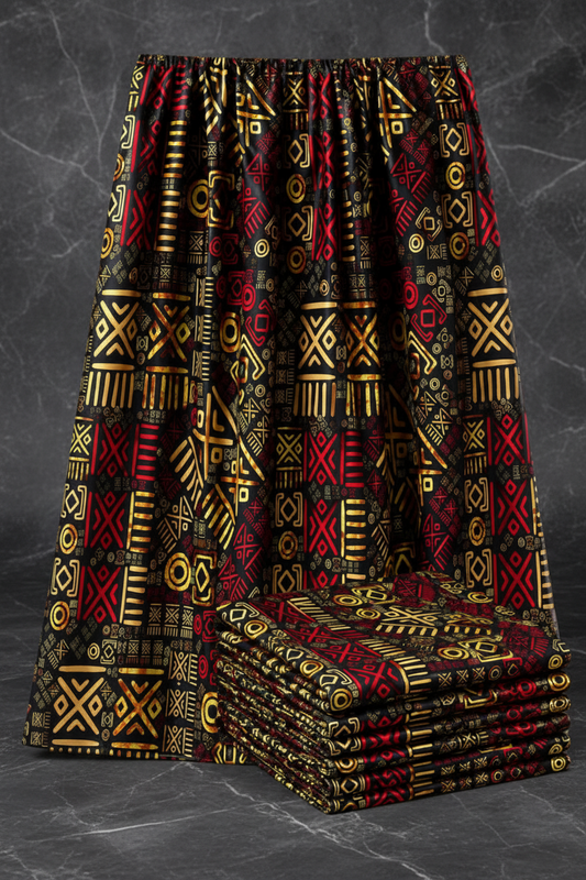 Premium Authentic African Wax Print Fabric - 6 Yard Cut (qa11)